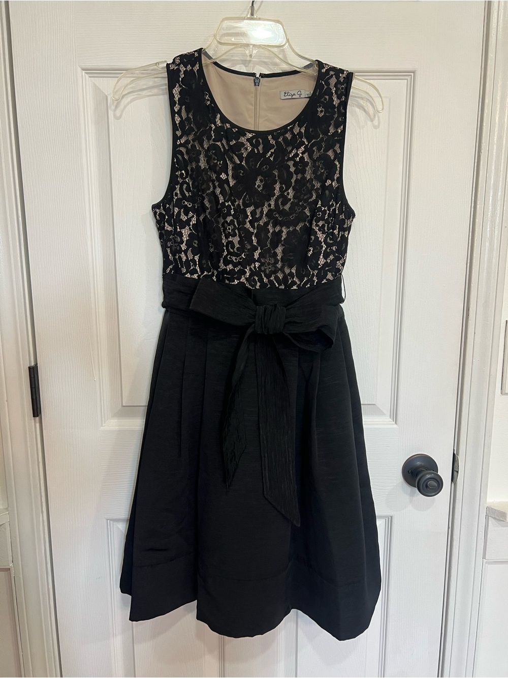 Eliza J Dress - Black Lace top with Cream - Size 4